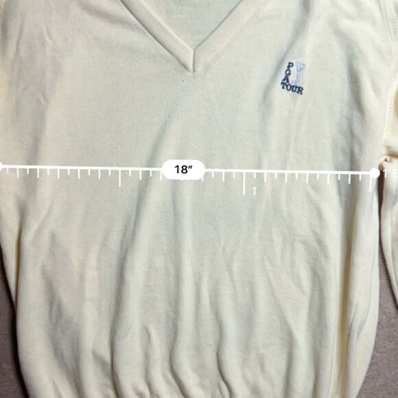 Vtg PGA Tour Sweater Men Large Golf Cotton Made in USA Pale Light Yellow‎ (Z) - Picture 7 of 7